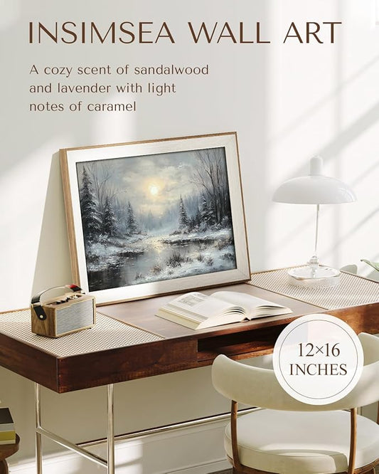 InSimSea Christmas Decor Framed Wall Art, Winter snow scene Canvas Painting, peaceful Home Decor, Unique Christmas Gifts For Table Wall Farmhouse Mantel Home Office 12L x 16W