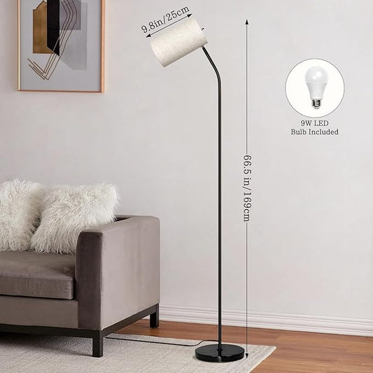 Arc Floor Lamp for Living Room with 9W 3 Color Temperatures Bulb Modern Reading Standing Lamps for Bedroom,Office,Living Room, LED Bulb Included (Beige/Black/3CCT)