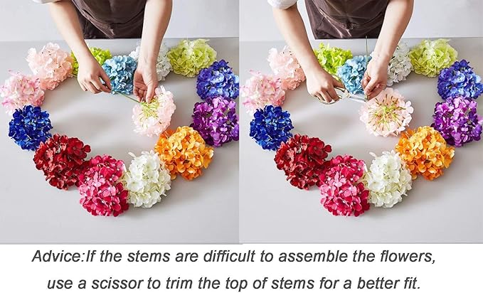 10Pcs Artificial Silk Hydrangea Flower Plum Hydrangea Silk Flowers with Stems for Wedding Bridal Show Centerpieces Bouquets DIY Floral Decor Home Decoration