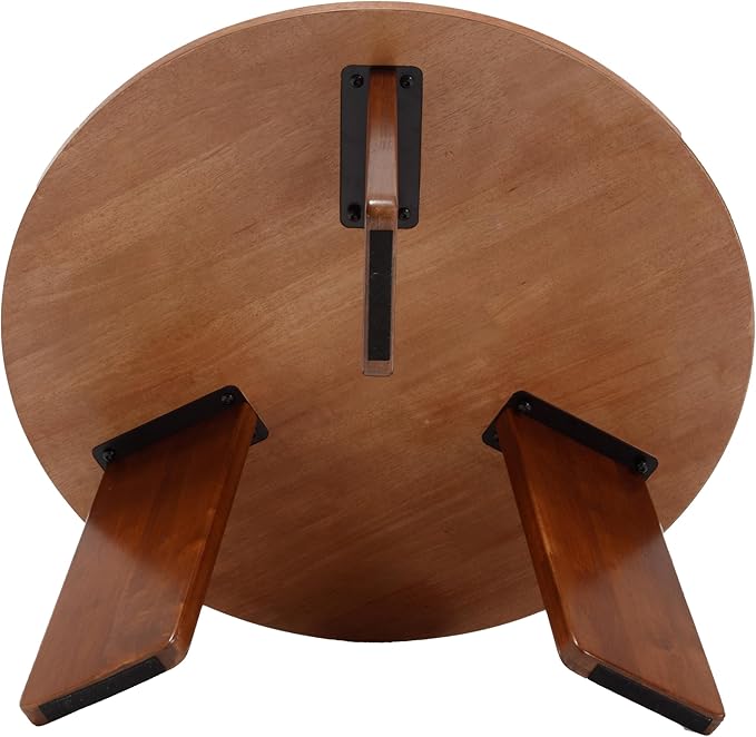 32" Round Coffee Table, Large Solid Wood French Country Accent Table, Farmhouse Side Table for Family/Office/Living Room/Sofa Couch End/Bedroom, Walnut