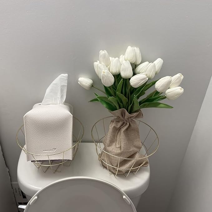 ABAJI 20PCS Tulip Artificial Flowers 12.6inch Real Touch for Wedding Decor Banquet Party Home Hotel Office Decoration Holiday Anniversary Celebration Faux Sterm