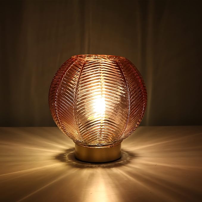 Battery Powered Lamp, Cordless Table Lamps Battery Operated Lamp for Bedside Nightstand, Small Lamps for Living Room Decorative Table Bedroom-Red
