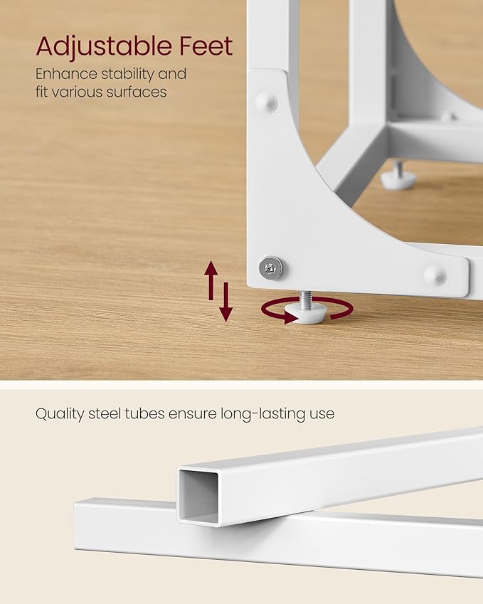 VASAGLE C-Shaped End Table, Small Side Table for Couch, Sofa Table with Metal Frame for Living Room, Bedroom, Bedside, Almond Yellow and Cloud White