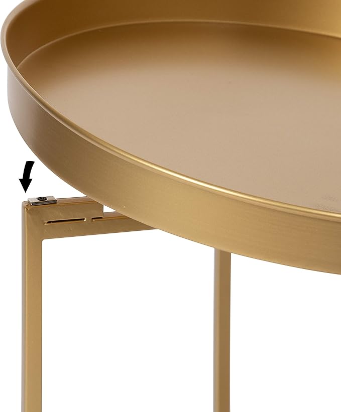 Kate and Laurel Celia Glam Round Side Table, 18.25 x 18.25 x 22, Gold, Modern Minimalist Accent Table for Storage and Display