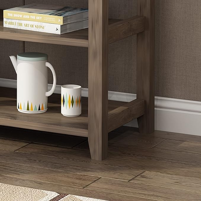 Karl home Console Table Entryway Desk, Sofa Side Table with 3 Drawers 2 Bottom Storage Shelves, Vintage TV Stand for Hallway Living Room Office, Wash Grey 29.9" H