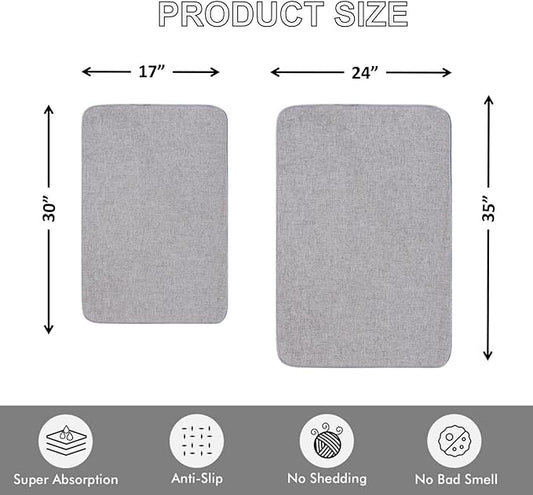Indoor Door Mat, 1/10 in Ultra Thin Door Mat, Non-Slip Natural Rubber Backing Inside Doormat, Washable, Low-Profile Entrayway Mats, Durable Dirt Trapper for Various Entrance, 30''X17'' Grey