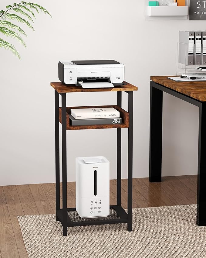 Tall Side Table Set of 2, 30 inch High End Table, Small Entryway Table, Bedside Table for Living Room, Bedroom, Office, Rustic Brown