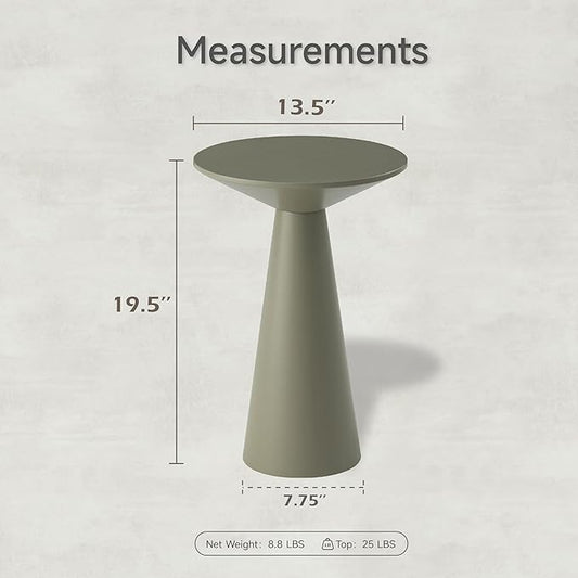 COZAYH Small Pedestal End Table Round Farmhouse Martini Table Wood Plant Stand Rustic Drink Table for Small Space Living Room, Sage Green