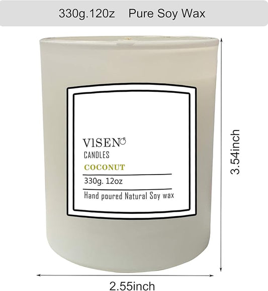 Soy Scented Candles, Natural Organic Candles for Home Scented with Thick Frosted Glass and Wood Lid, 12 Oz/50 Hour Long-Lasting, Highly Scented Candle for Fall Decor Great Gifts(Vanilla)