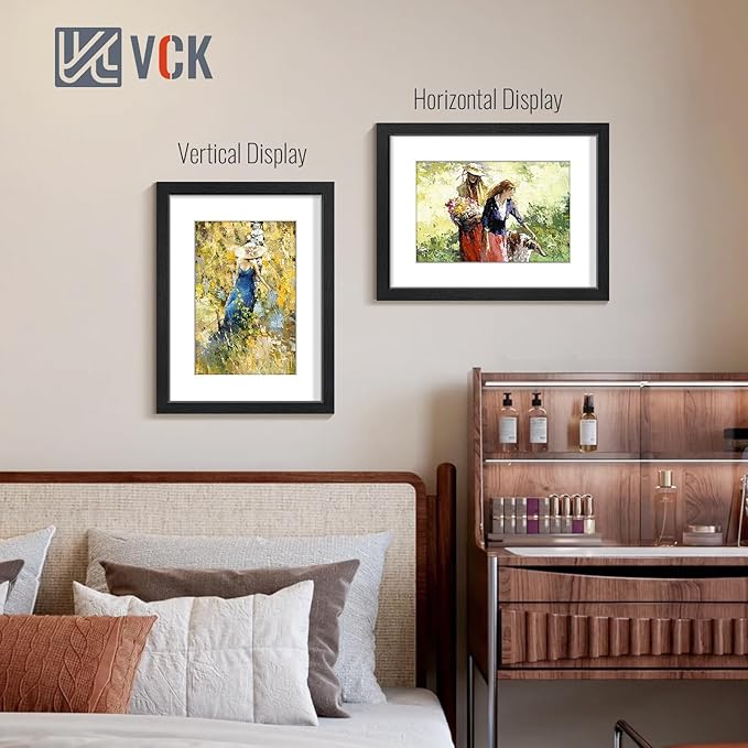 VCK 12x16 Inch Picture Frames, Set of 5 Wooden Picture Frames, Wall Display Decoration for Photos, Paintings, Landscapes, Posters, Drawings, Artwork (Black)