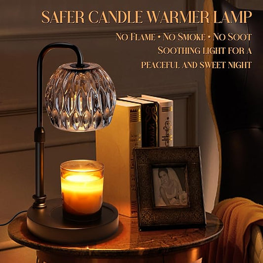 Candle Warmer Lamp with Timer Dimmer, Adjustable Height Candle Wax Warmer Warming Lamp with 2x50W Bulbs for Scented Candles for Housewarming Bedroom Home Decor Mom Women