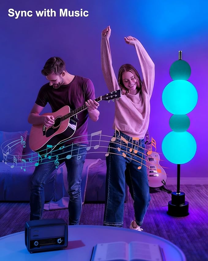 Lightdot RGB& 3000K Floor Lamp with Touch Control, Dimmable Colors Temperature & Brightness, Globe Modern Floor Lamp with Smart Bulb, Blue Standing Lamps for Living Room
