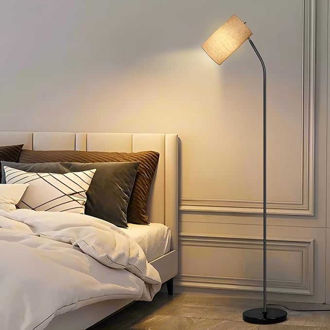 Black Floor Lamp for Living Room with Remote,Dimmable Floor Lamp with Remote Control 9W LED Bulb Included,Tall Stand Reading Lamp for Bedroom, Office, Kids Room, Reading, Working(Beige/Black)