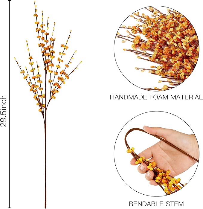 Sggvecsy 10 Pcs 29.5’’ Long Artificial Jasmine Flowers Tall Fake Flower Bouquet Faux Jasmine Plants Dry Branches for ThanksgivingAutumn Wedding Home Party Office Hotel Kitchen Decoration(Fall)