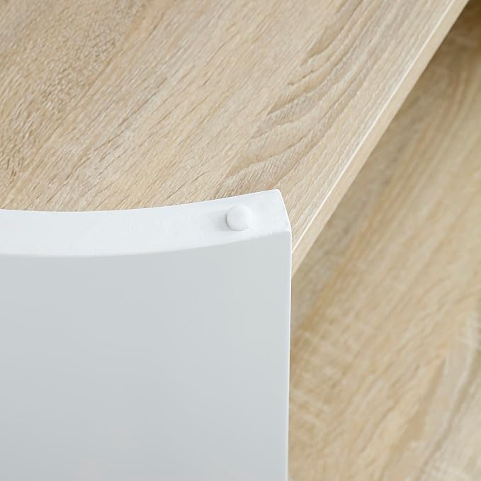 48" Console Table for Entryway, Small End Side Table, Nightstand with 2-Layer Storage Shelves, Sofa Small Spaces, Living Room, Bedroom, Stable Frame, Easy Assembly,Oak+White