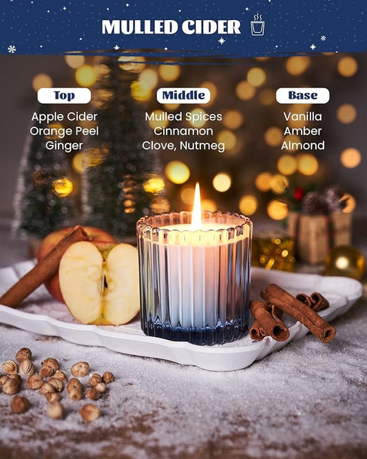 M&SENSE Mulled Cider Scented Candles, Soy Candles Non Toxic, 9.2oz Natural Organic Clean Burning Up to 60 Hours, Christmas Home Decor Gifts for Men Women