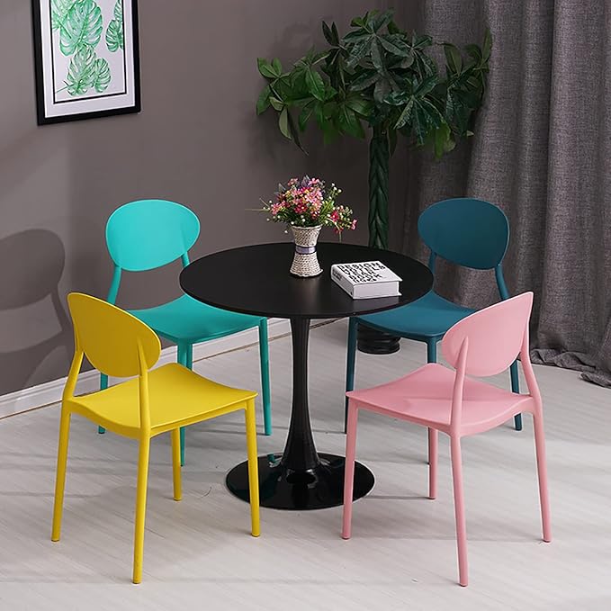 32" Small Round Dining Table/Tulip Table, Mid Century Modern Circle Dining Table with Pedestal Base for 2 to 4 Person (Black)