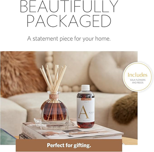 AGRARIA AirEssence Flower and Reed Diffuser Set, Handmade Sola Flower Botanical Home Fragrance Set, Scented Oil Reed Diffuser Gift for All Occasions