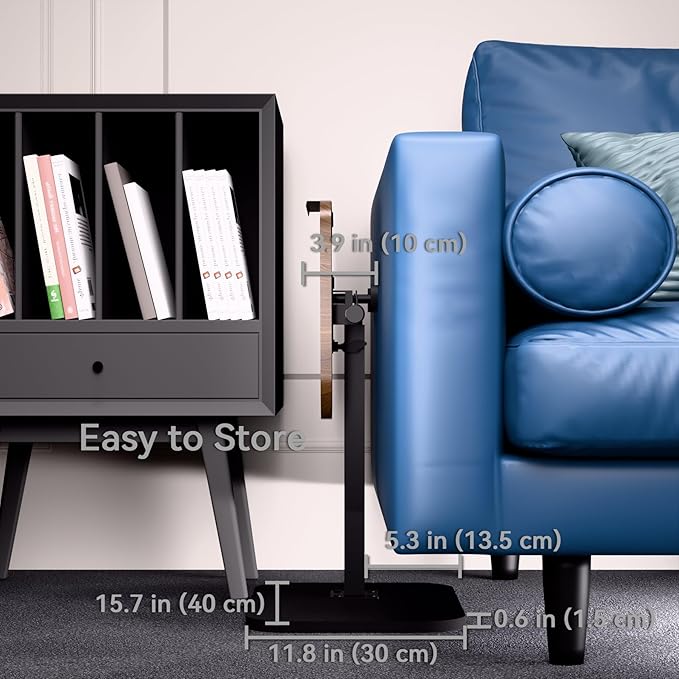 Foldable End Table,17"-31" Adjustable Height,Swivel and Turnable Desktop,TV Tray,Side Table for Small Spaces (Black, 15.7" x 11.8")