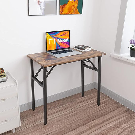 Need Small Desk 31 1/2" No Assembly Foldable Writing Table,Sturdy and Heavy Duty Folding Computer Desks for Small Space/Home Office/Dormitory AC5FB(80 * 40)