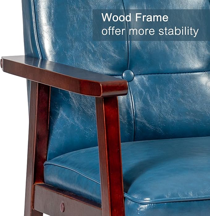 Okeysen Accent Chairs Set of 2 with Side Table, Mid Century Modern Accent Chair, Retro Wood and Fabric Armchairs Side, Lounge Reading Comfy Arm Chair for Living Room, Bedroom, Office