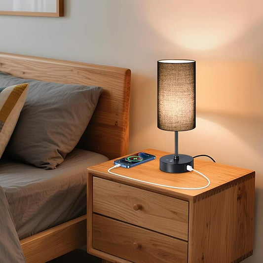 Unicozin Small Table Lamp,3 CCT 3000K/4500K/6500K & RGB Color Changing,Stepless Dimmable Touch Control Bedside Lamp for Reading,Ambience Nightstand Light for Home Decor Party,Black Shade