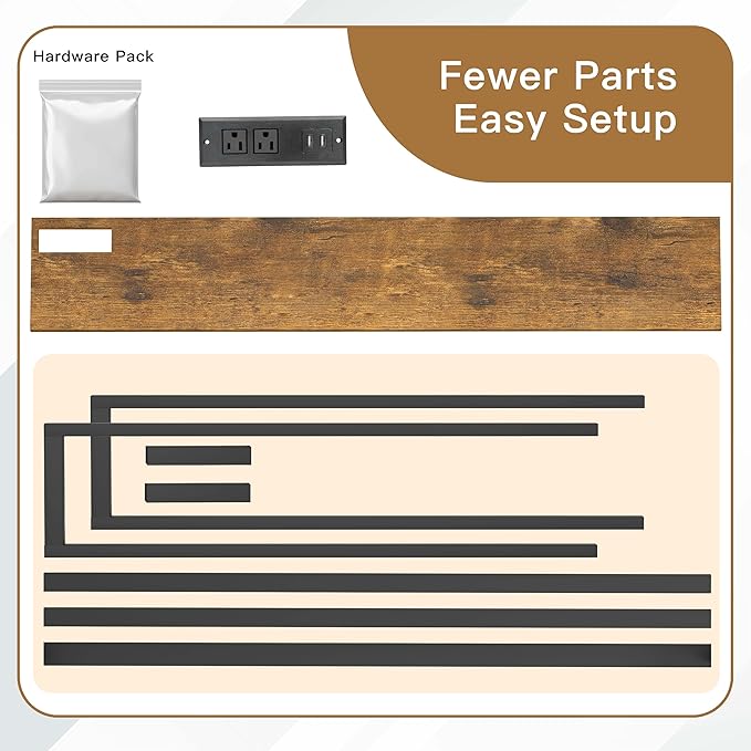 35'' High Behind Couch Table, Narrow Console Table with Outlet, Sofa Table for Entryway Hallway, Living Room, Brown