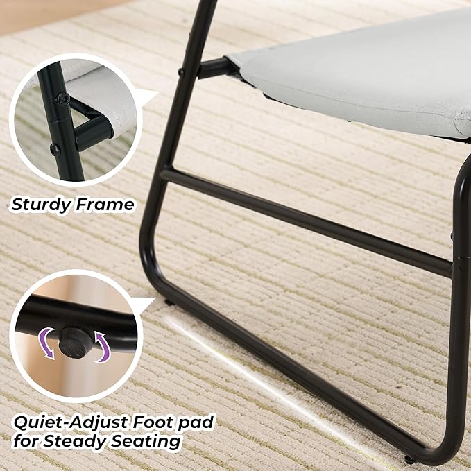 DAICO Modern Accent Chair Comfy Living Room Chair Armless Sling Accent Chairs Upholstered Side Sitting Chairs with Metal Frame for Office Reception Reading Bedroom Waiting Room, Beige