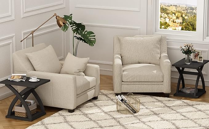 ChooChoo End Side Table, Modern End Table with Storage Shelf, X-Design Side Table Living Room (Black)