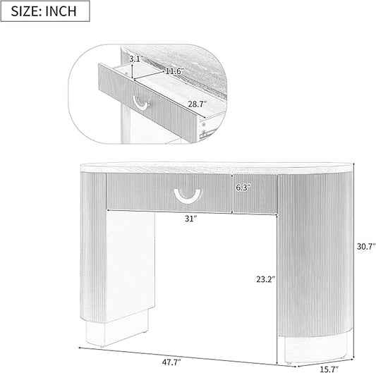 kevinplus 47.7'' Console Table Sofa Table with Drawer Storage Space for Entryway, Modern Elegant Fluted Design, Easy Assemble, Black & Gold