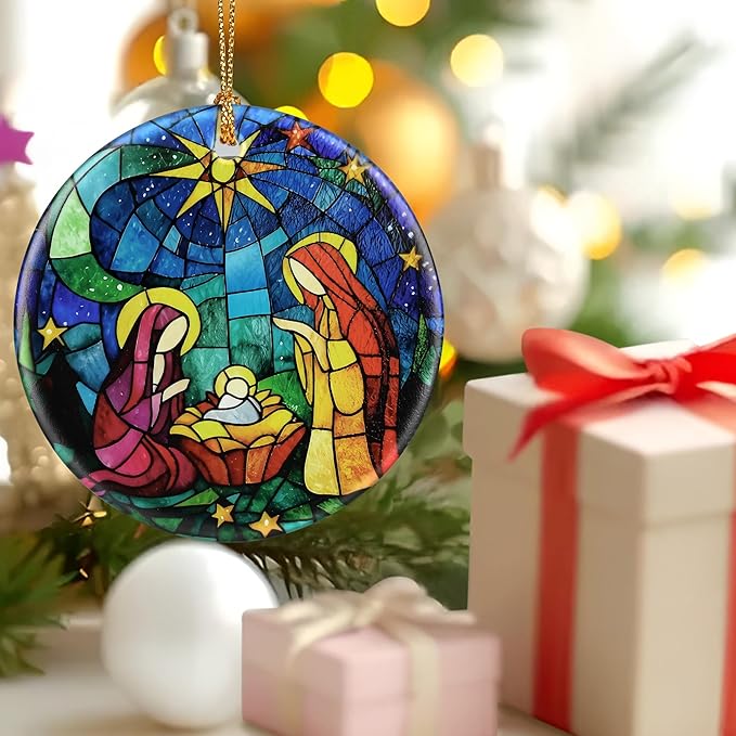 Nativity Scene Ornament: Christmas Ornaments, Religious Christmas Decorations for Tree, Catholic Ornament & Christian Holiday Decor | Religious Gifts, Christian Gifts - Design C
