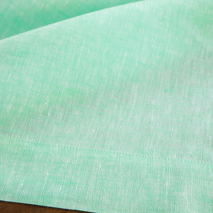 Solino Home Linen Table Runner 60 Inches - 100% Pure Linen Chambray Aqua Table Runner 14 x 60 Inch Ideal for Dresser and Coffee Tables - Athena