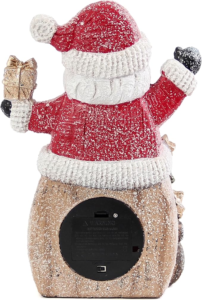 Santa Claus Statue with LED Lights for Christmas Decorations, Winter Holiday Decor for Shelf Bookshelf Fireplace Mantle Indoor Home, Christmas New Year Xmas Figurine