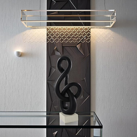 16" Modern Abstract Ribbon Decorative Sculpture, Knot Sculptures,Home Decor,Coffee Table Statues,Dining Living Room Desk Decor(Black)