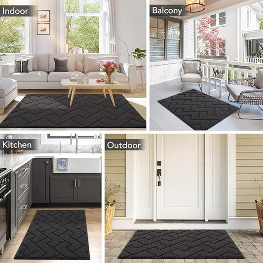 hicorfe Indoor Doormat,Front Back Door Mat Rubber Backing Non Slip Door Mats 20"x59" Absorbent Resist Dirt Entrance Doormat Inside Floor Mats Entryway Washable Low-Profile for Patio,Garden(Charcoal)