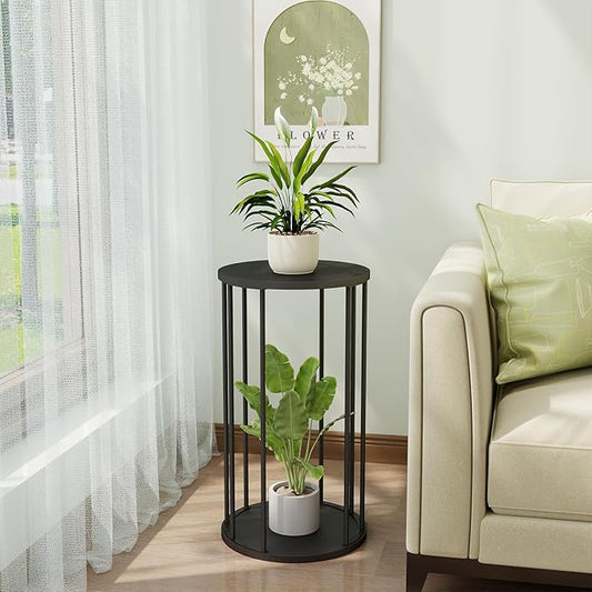 Plant Stand Indoor,small plant stool,Flower Pot Corner stand holder,Mid Century Heavy Duty Metal Tall Home Decor,Modern Round End Table,Small Rustic Display Stand for Living Room,Bedroom(Black,21In)