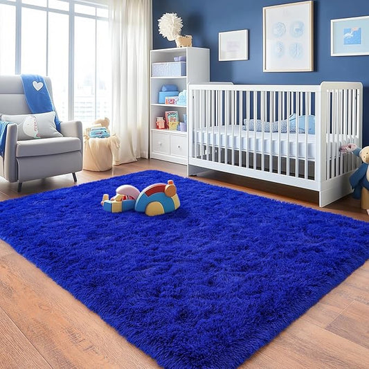 Rugs for Bedroom 4x6, Soft Shaggy Modern Shag Area Rug for Living Room, Upgrade Non-Slip Plush Fluffy Carpet for Kids Boys Girls Room Home Decor Aesthetic, Royal Blue