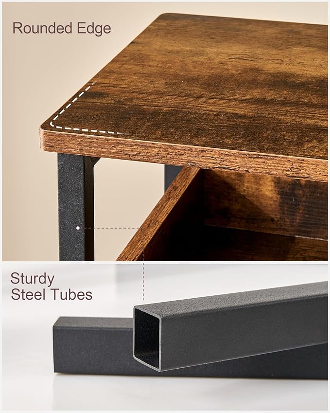 Tall End Table, 30 inch High Side Table, Small Entryway Table, Bedside Table for Living Room, Bedroom, Office, Rustic Brown