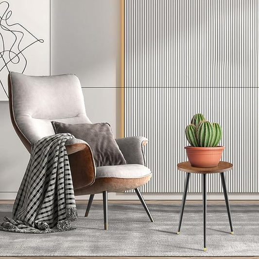 Plant Stand Indoor,Mid Century Wood Plant Stand Plant Table for Flower Pots,Heavy Duty Metal Tall Plant Holder, Modern Home Decor Small Round Side End Table 2 Pack (11.8"x16")