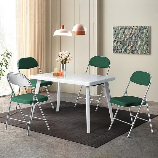 VINGLI Folding Chairs with Padded Seat & Backrest, Metal Frame, Durable Corduroy Fabric, 350 lbs Capacity, Set of 1, Olive Green – Ideal for Weddings, Parties, Office Events