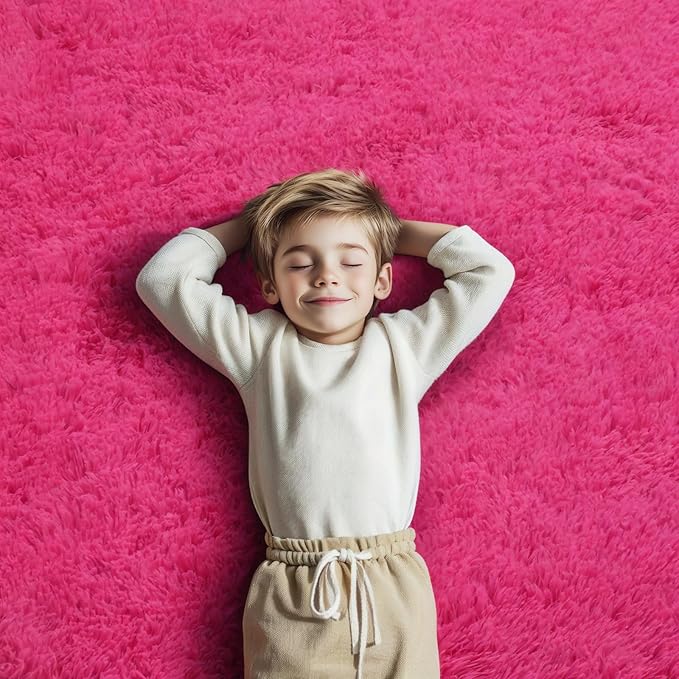 Rugs for Living Room 6x9, Alfombras para Salas Shag Large Plush Soft Area Rug, Shaggy Carpets for Bedroom, Kids Boys Girls Home Decor Aesthetic(Hot Pink, 6 x 9)