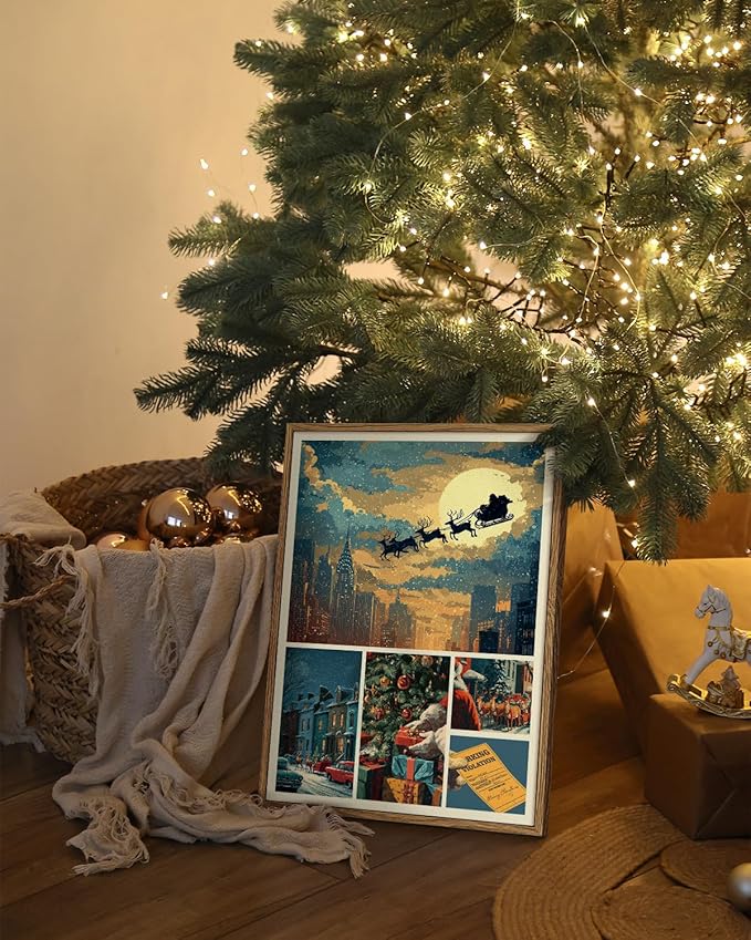 InSimSea Funny Christmas Decorative Picture Frame Wall Art, Traffic Violation Ticket Canvas Painting, American Parody Comic Holiday Decoration Unique Christmas Gift, Suitable for Dining Table Wall Farmhouse Mantel Home Office 16L x 12W