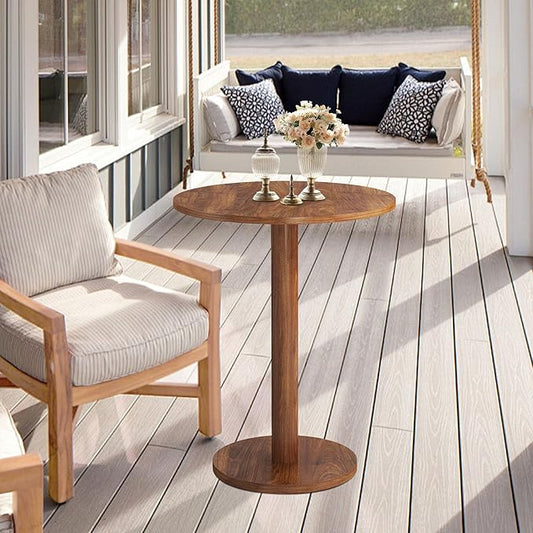 Round Dining Table, Circle Dining Table for 1-2 23.6 in, Modern Farmhouse Dinner Table Breakfast Tulip Table, for Kitchen/Small Space/Little Nook - Walnut