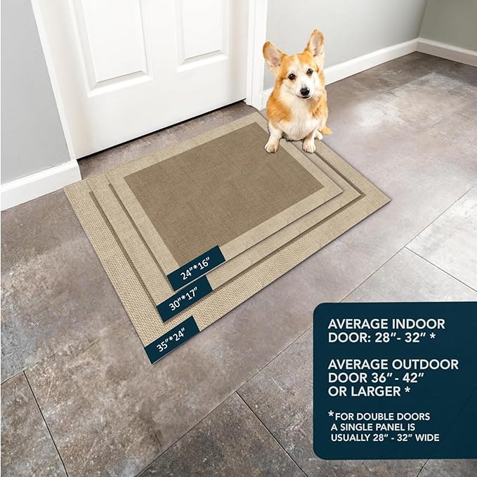 Ultra Thin Door Mat Indoor Entrance, 1/10 in Thin Door Mats for Inside Entry, Non-Slip Rubber Backing Washable Doormat, Fade Resistant, Absorbent, Low Profile Dirt Trapper, 30"X17",Brown
