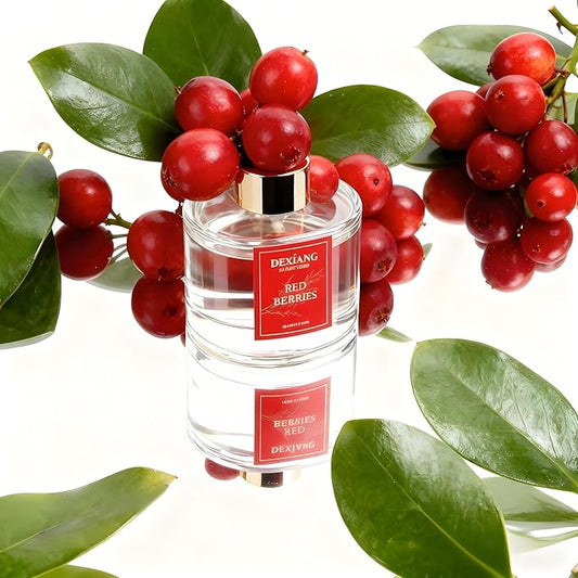 Reed Diffuser Set - 3.38 fl oz (100ml) Red Berries Home Fragrance Reed Diffuser for Bathroom Shelf Decor 6 Reed Stick