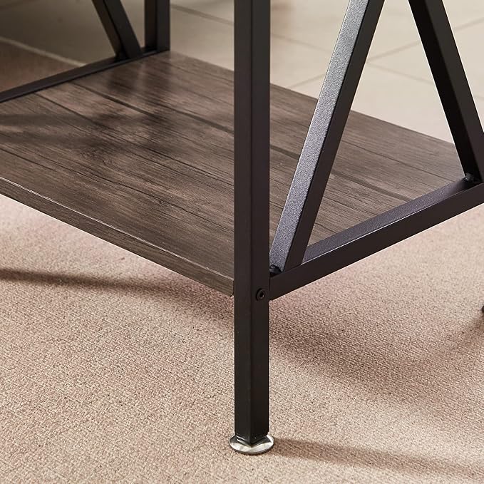 VECELO Nightstands Set of 2, Modern Bedside End Tables, Night Stands with Drawer and Storage Shelf for Living Room Bedroom, Industrial Metal Frame