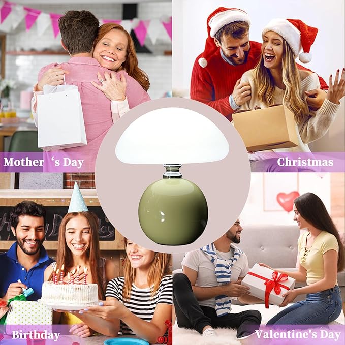 Mushroom Lamp for Bedroom Living Room,Mushroom Table Lamps for Bedside Night Stands,3 Color Temperature Desk Small Table Lamp,Cute Mini Modern Night Light Lamp,Unique Home Decoration
