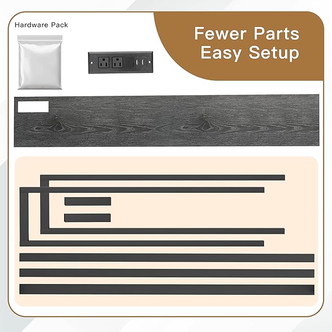 35'' High Behind Couch Table, Narrow Console Table with Outlet, Sofa Table for Entryway Hallway, Living Room, Black, Grey