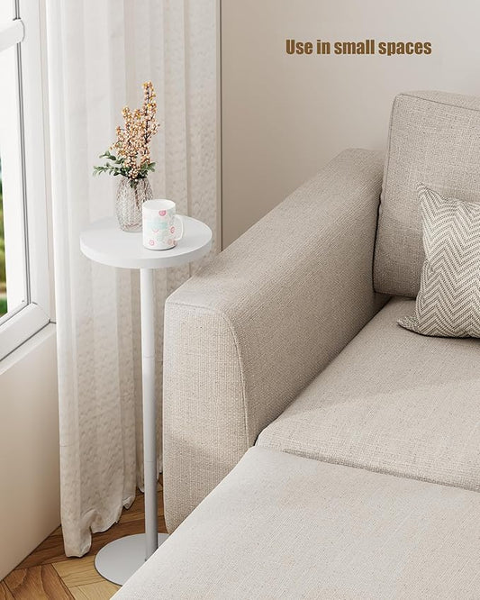 TUTOTAK Tall Round Side Table, Small End Table, Set of 2, Beside Table, Drink Table, Pedestal Side Table, livingroom, White TB01BW0652