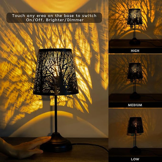 Timeflies 2 Pack Table Lamp with Dimmer, 3 Levels Dimmable Touch Lamps for nightstand, Touch Switch Shadow Black Table Lamp for nightstand Bedroom Living Room desks Halloween Room Decor